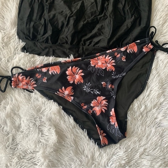 Nwot Two Piece Tankini Built in Bra Floral Waist Tie Swimsuit Bikini - Picture 6 of 16